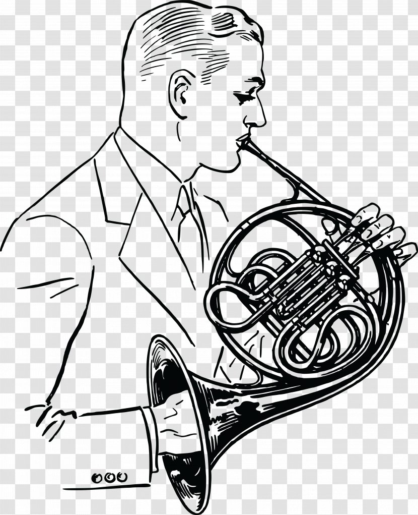 French Horns Hornist Clip Art - Cartoon - Musical Instruments Transparent PNG