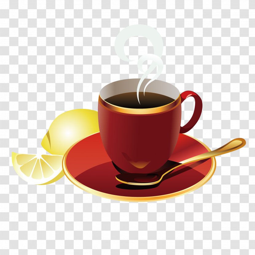 Coffee Cup Cafe Breakfast - Saucer - Red Transparent PNG