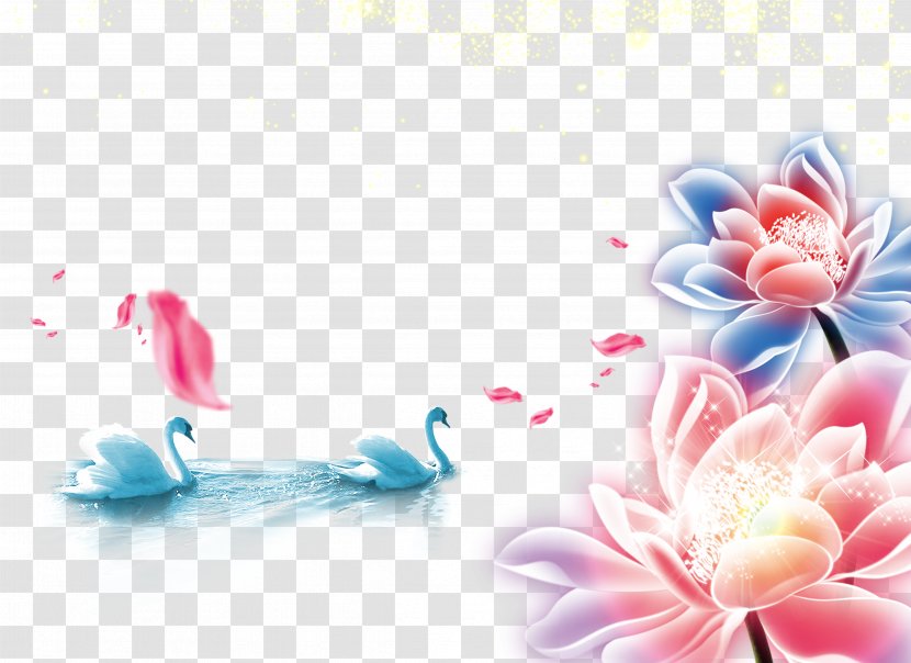 Mid-Autumn Festival - Floral Design - Lotus Swan Transparent PNG