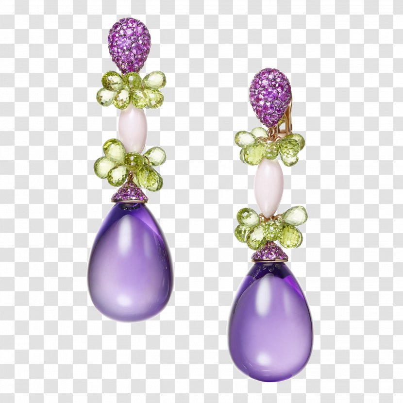 Earring Amethyst Jewellery Gemstone Pearl - Purple - Earrings Transparent PNG