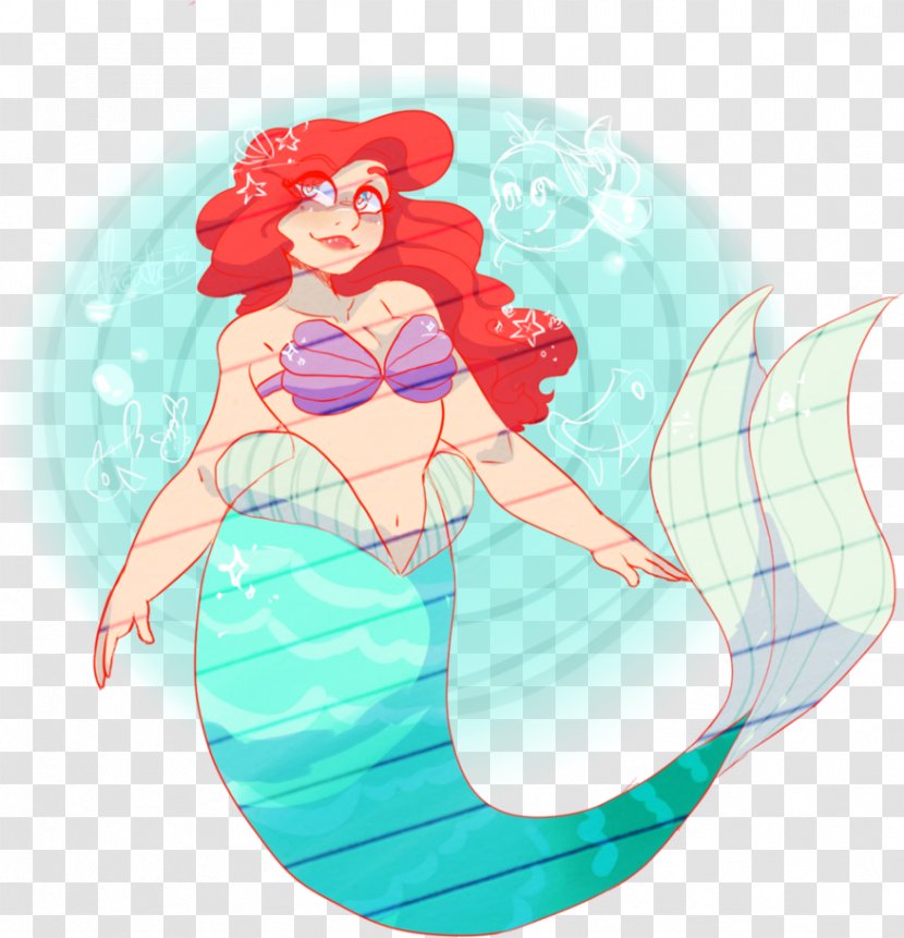 Mermaid Ariel Disney Princess Cartoon - Fan Art - Drawing Transparent PNG