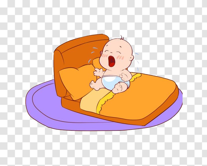 Crying Infant Child Sleep - Cartoon Baby On The Bed Transparent PNG