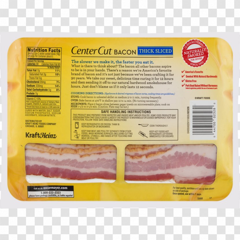 Back Bacon Cooking Oscar Mayer Nutrition - Sliced Transparent PNG