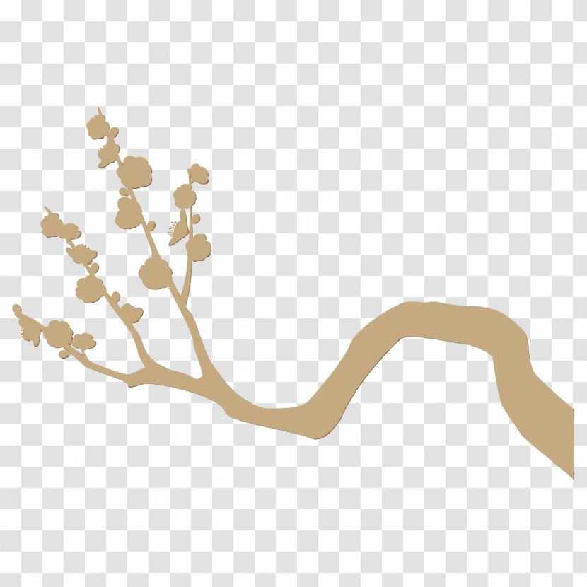Branch Plant Flower Tree Blossom - Wet Ink - Beige Twig Transparent PNG