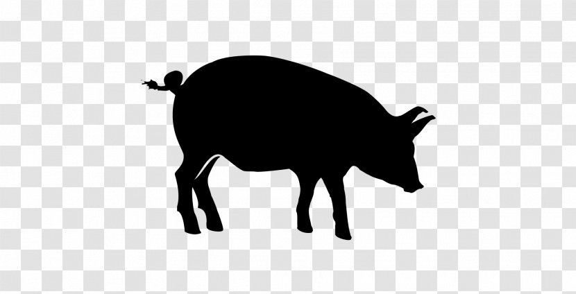 Pig Cartoon - Grilling - Blackandwhite Silhouette Transparent PNG