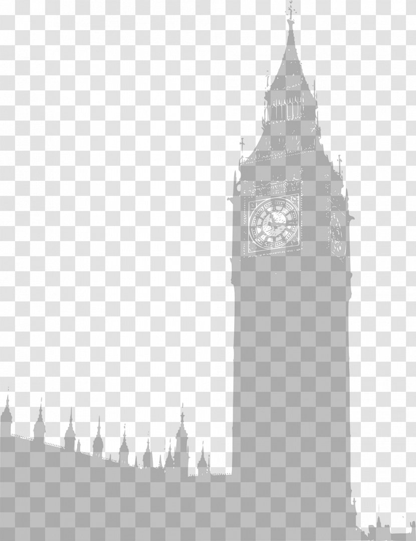 Palace Of Westminster Big Ben Clip Art - Black And White Transparent PNG
