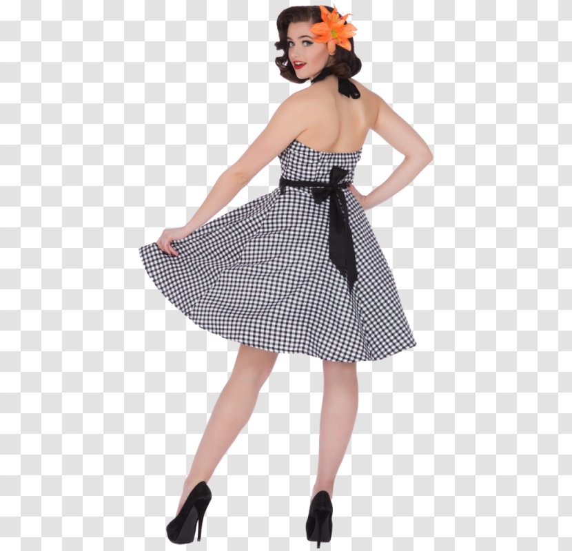 Polka Dot Shoulder Cocktail Dress Transparent PNG