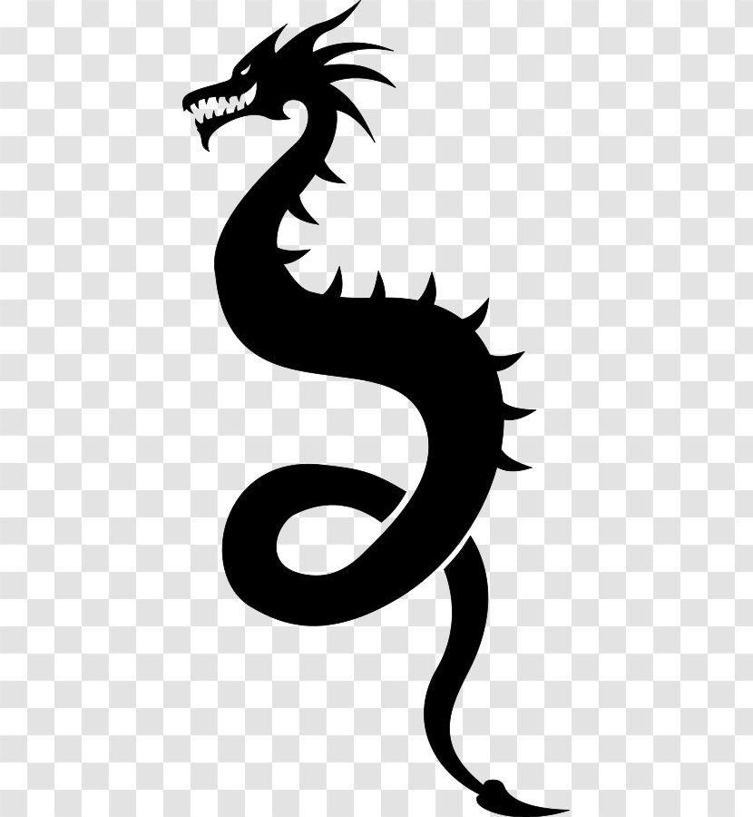Chinese Dragon Clip Art - Black And White Transparent PNG