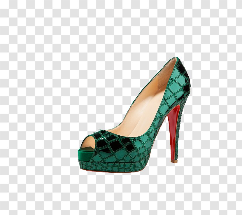 Court Shoe Peep-toe Wedge High-heeled Footwear - Green And Black High Heels Transparent PNG