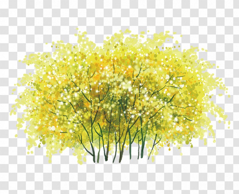 Yellow Floral Design Tree - Gold Transparent PNG