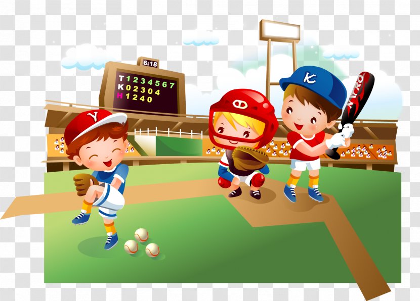 Baseball Field Cartoon Child - Drawing - Vector Kids Transparent PNG