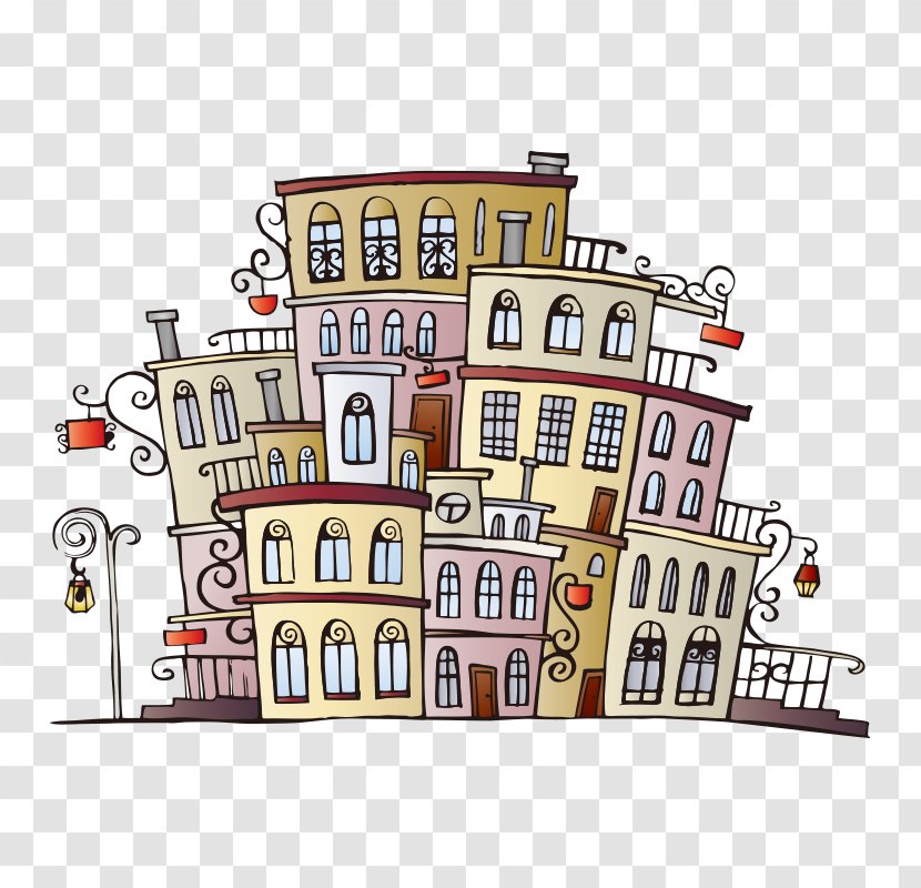 Cartoon Drawing Royalty-free Illustration - Townhouse - House,city Transparent PNG