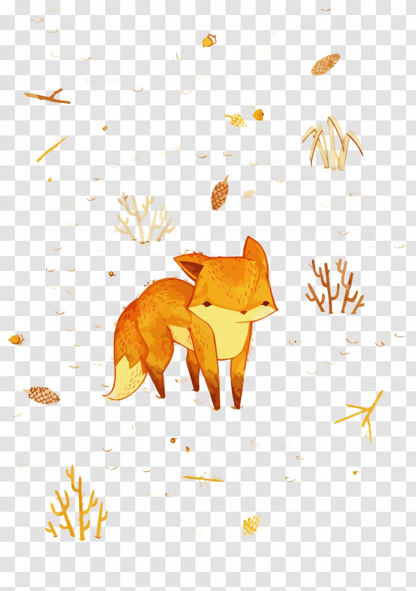 Drawing Illustrator Graphic Design Painting Illustration - Art - Vector Autumn Fox Transparent PNG