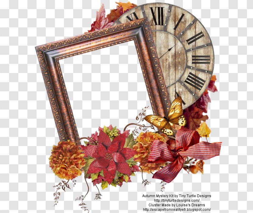 Floral Design Picture Frames Clock - Woodland Transparent PNG