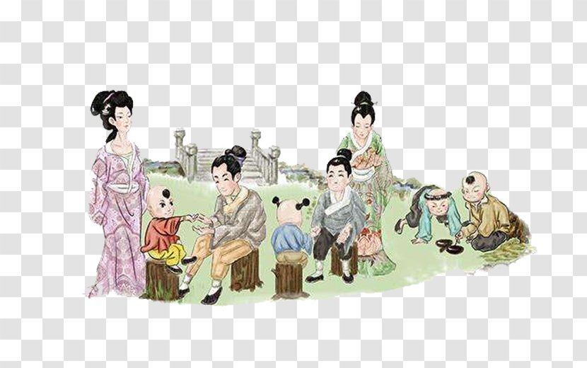 Tui Na Cartoon Illustration - Disease - Ancient Child Massage Scene Transparent PNG