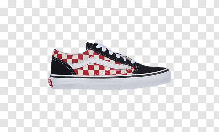 vans red classic slip on checkerboard trainers