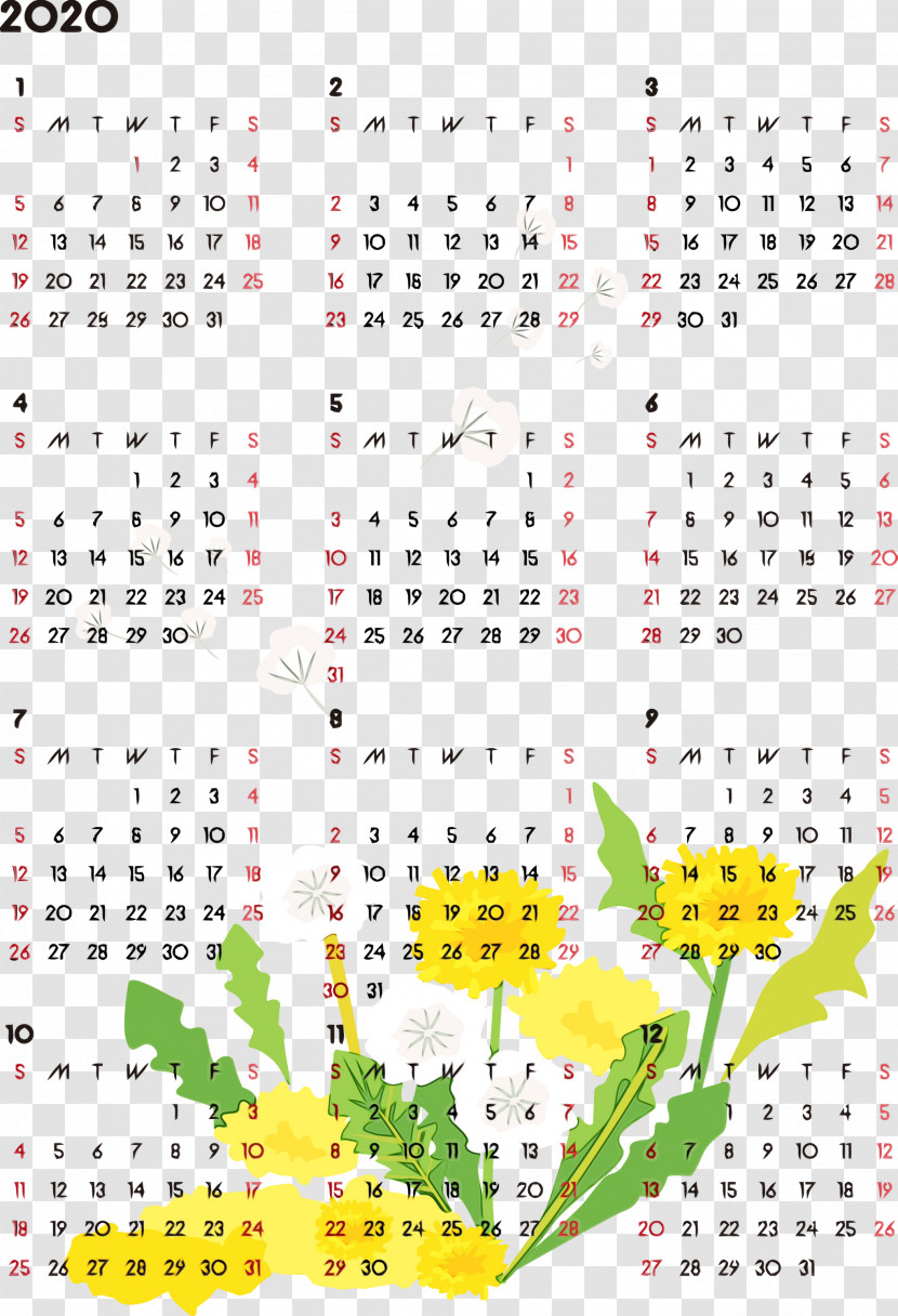 Text Calendar Yellow Font Line Transparent PNG