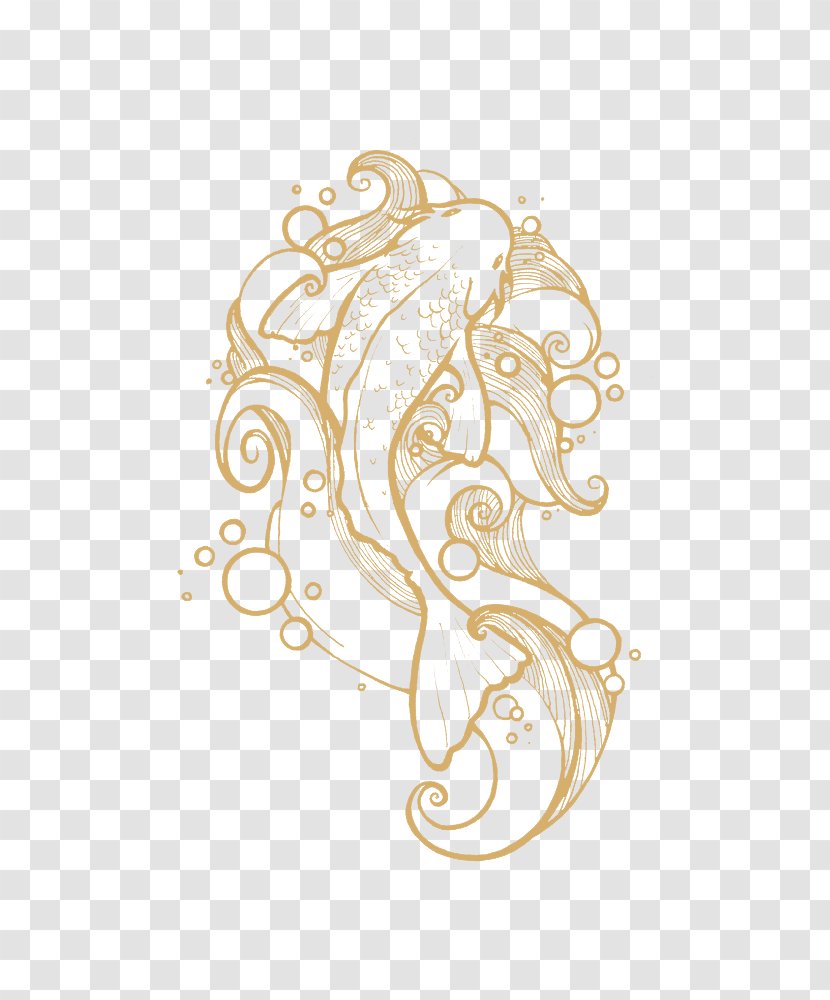 Yin Yang - Fish - Line Art Ornament Transparent PNG