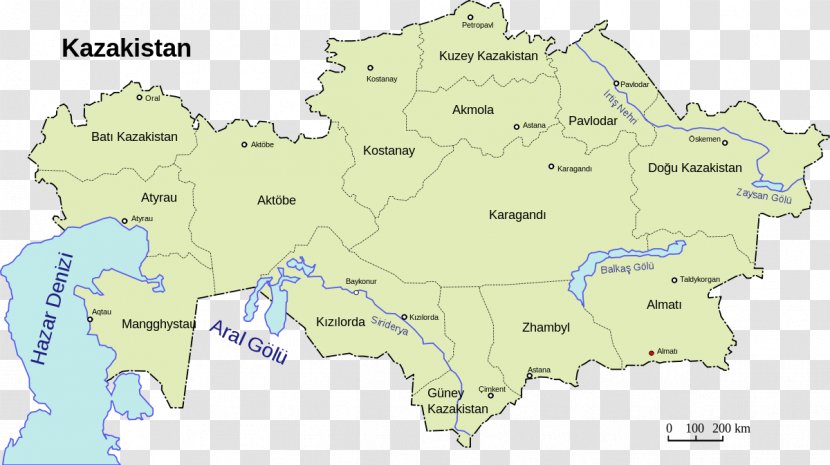 Regions Of Kazakhstan Petropavl Astana Almaty Map - Wikipedia Transparent PNG