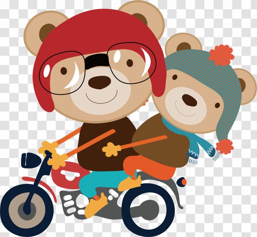 Motorcycle Helmet Car Harley-Davidson Chopper - Frame - Cartoon Father And Son Bear Vector Transparent PNG