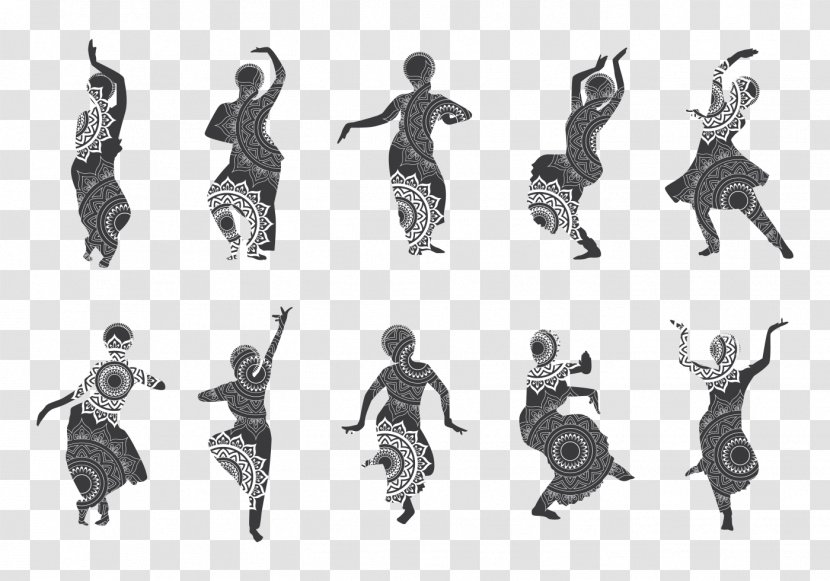 Silhouette Dance In India Bollywood - Dancers Vector Transparent PNG
