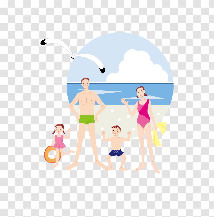 Vacation Illustration - Family Beach Transparent PNG