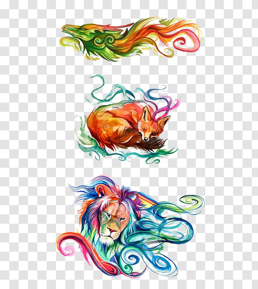 Drawing Colored Pencil Art Sketch - Illustration - Hand-painted Watercolor Animals Transparent PNG