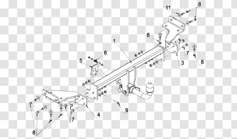 Attelage HYUNDAI Tucson (09/15-) Rdsoh Car Drawbar - Black And White Transparent PNG