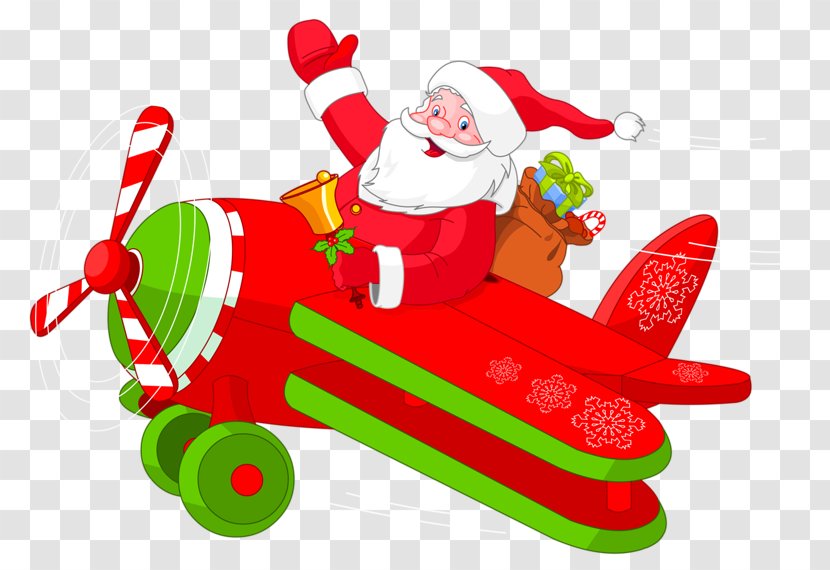 Airplane Clip Art - Royaltyfree - Santa Claus Fly Transparent PNG