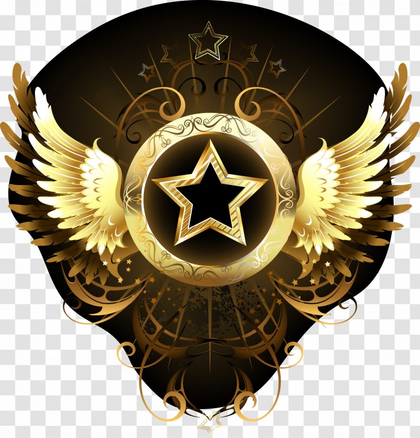 Gold Circle Star Ornament - Logo - Golden Wings Transparent PNG