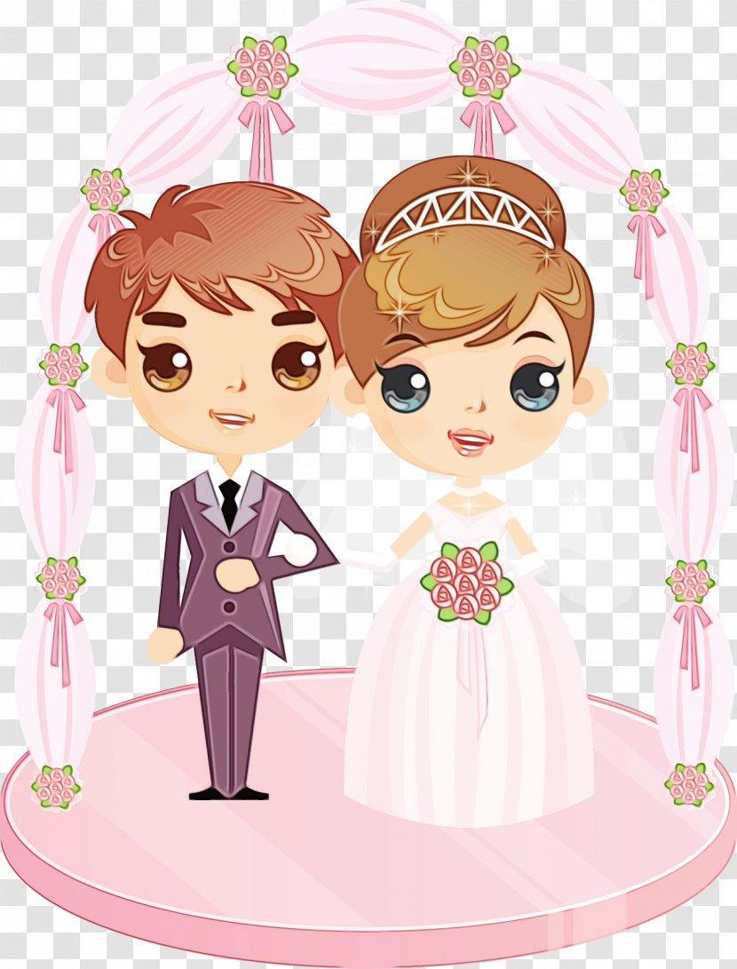Bride And Groom Cartoon - Wet Ink - Party Favor Transparent PNG