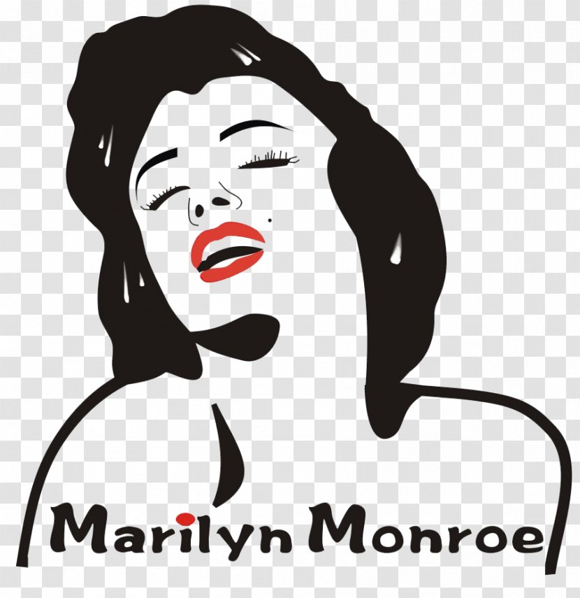 Marilyn Monroe Icon - Watercolor - Red Lips Black Hair Beauty Transparent PNG