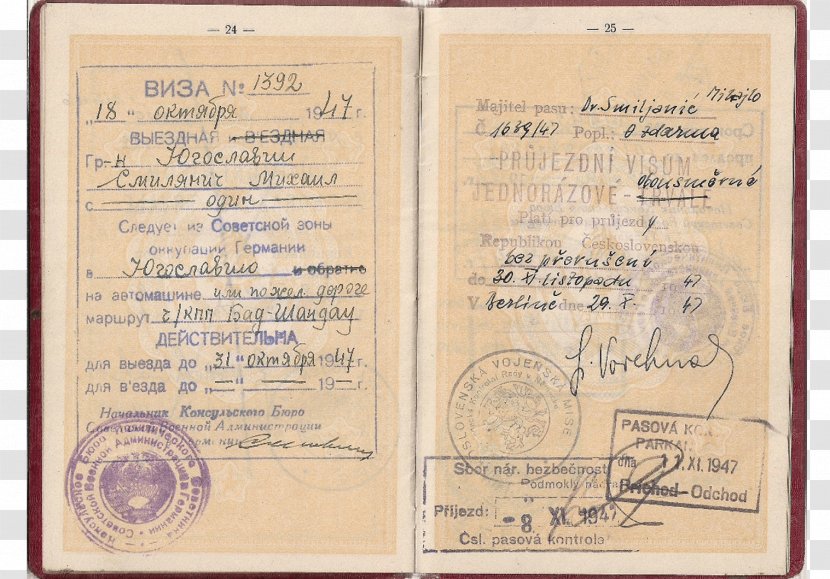 Yugoslavia Free Territory Of Trieste Second World War Passport - Consul Transparent PNG