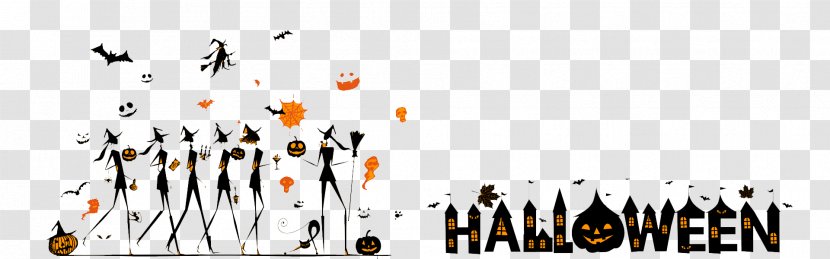 Halloween Silhouette Poster Banner - Logo - Elegant Woman Transparent PNG