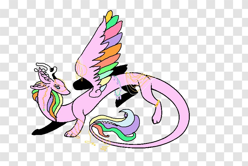 Clip Art Illustration Line Pink M Legendary Creature - How Do You Get A Double Rainbow Dragon Transparent PNG