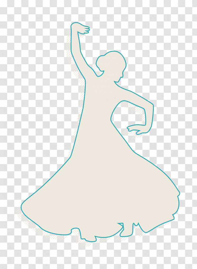 Woman Icon Flamenco Female Dancer Silhouette With Raised Right Arm Icon Flamenco Dance Icon Transparent PNG