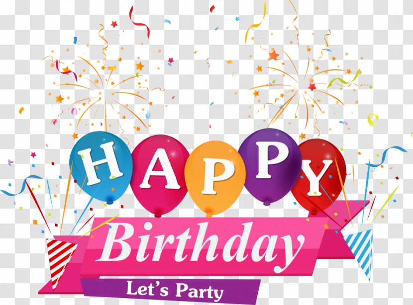 Birthday Cake Greeting Card - Brand - Vector Fonts With Fireworks Transparent PNG