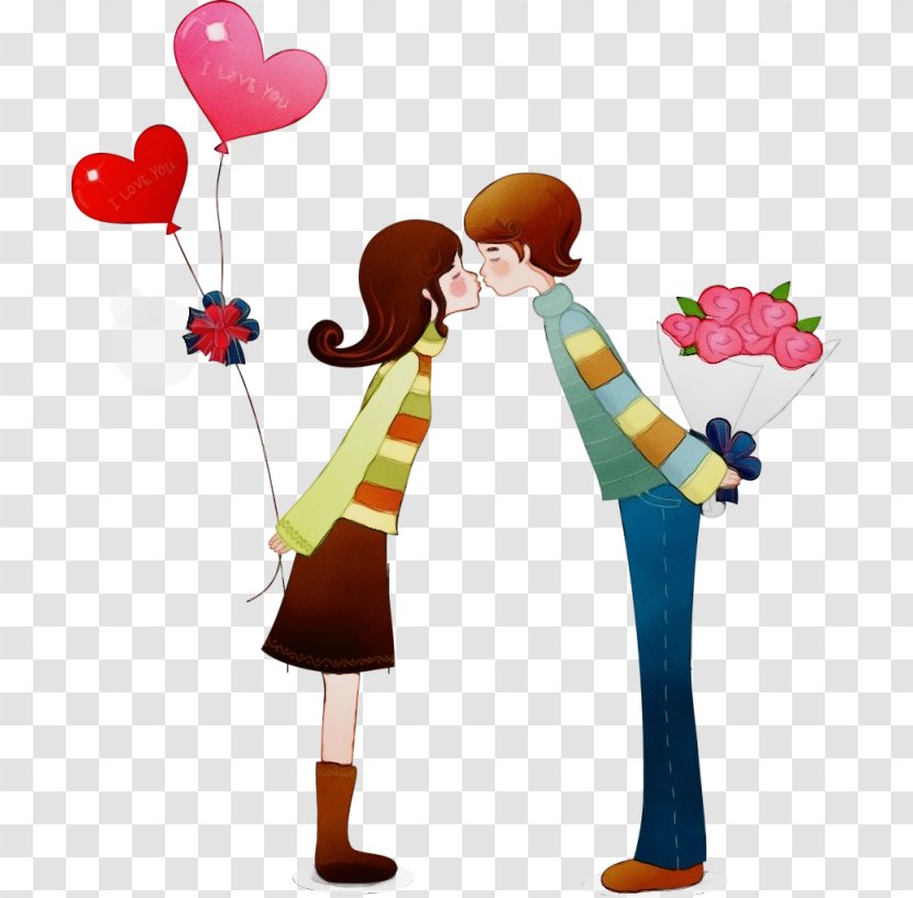 Cartoon Clip Art Heart Happy Balloon - Watercolor - Love Transparent PNG