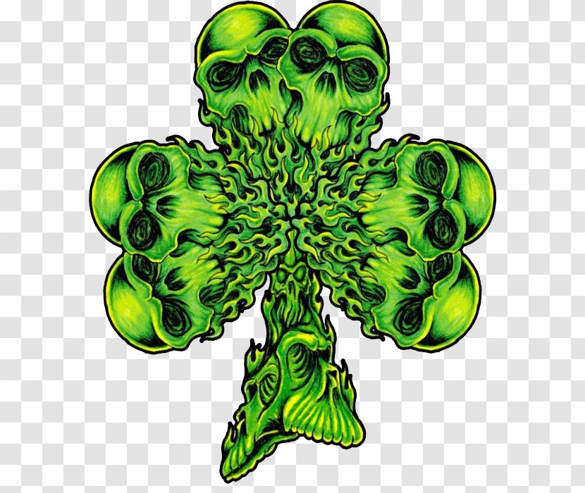 Shamrock T-shirt Skull Four-leaf Clover - Tree - Green Transparent PNG