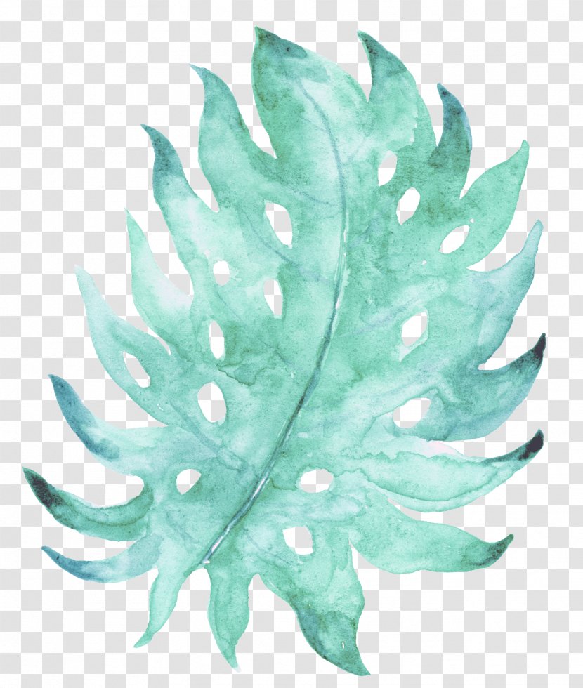 Painting - Hand-painted Mint Green Leaves Transparent PNG