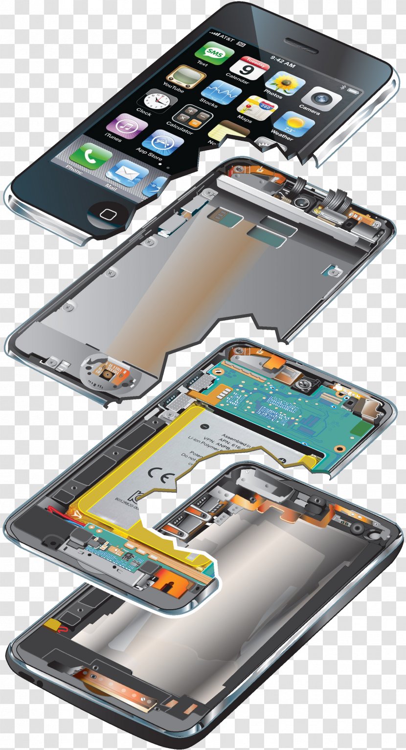 Smartphone Mobile Phones Exploded-view Drawing Technical Illustration - Explodedview Transparent PNG