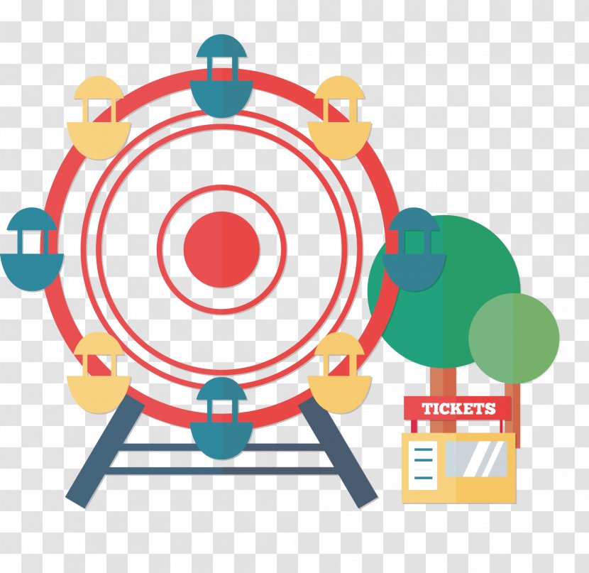 Ferris Wheel Amusement Park - Cartoon - Large Turntable Elements Transparent PNG