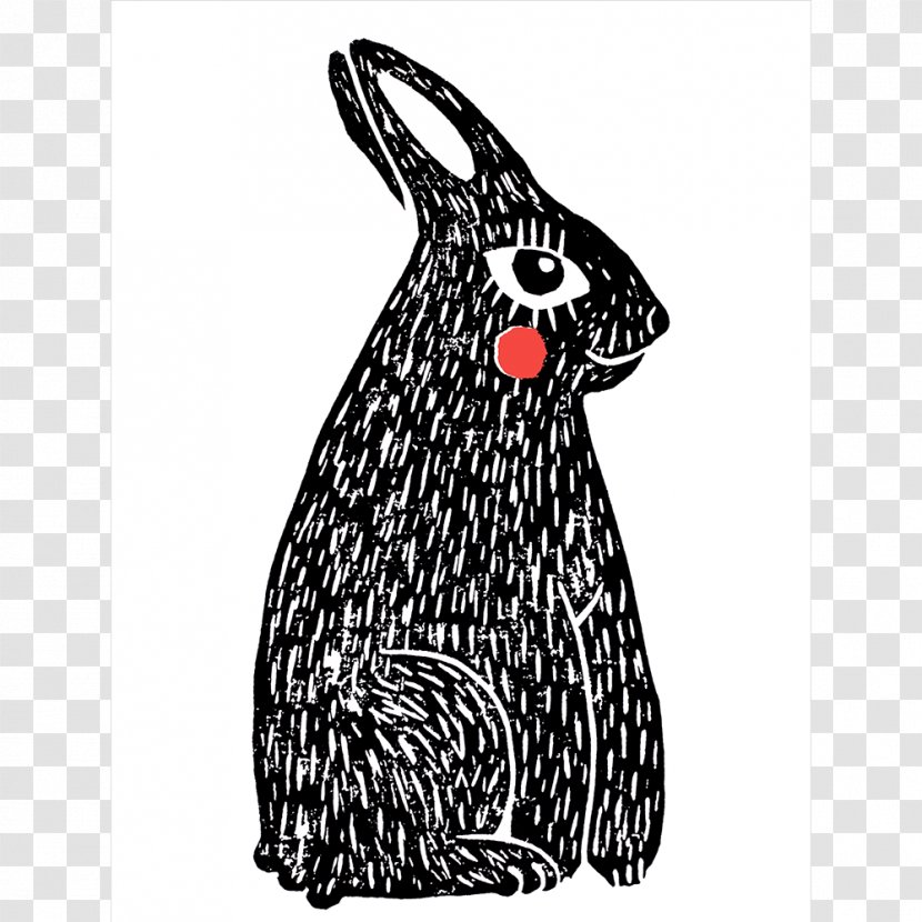 Poster Domestic Rabbit Black And White Linocut Paper - Canvas Print Transparent PNG