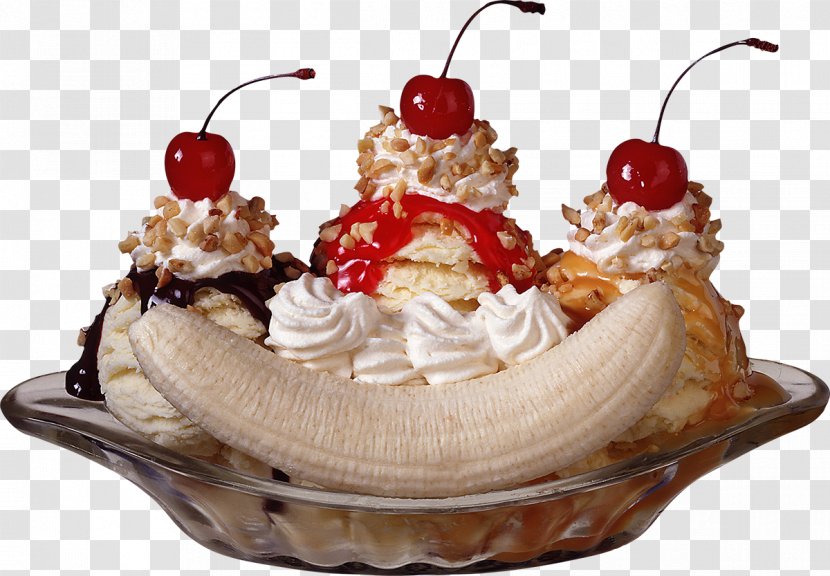 Banana Split Ice Cream Sundae Gelato - Dish Transparent PNG