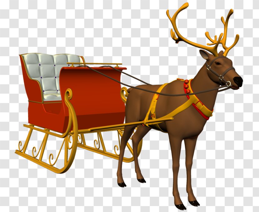 Reindeer Santa Claus Sled Christmas Ornament - Deer Transparent PNG