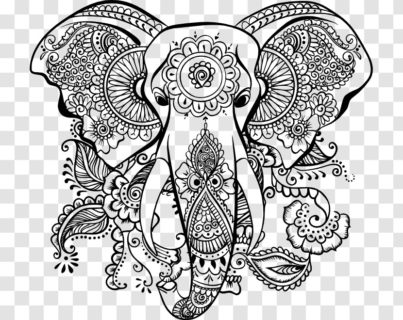 Mandala Coloring Book Elephantidae AutoCAD DXF - Elephant Transparent PNG