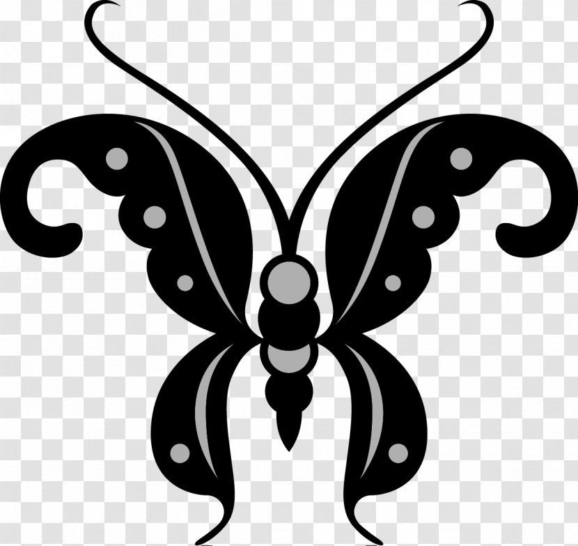 Brush-footed Butterflies Clip Art Insect Character Line - Blackandwhite - Betterfly Pictogram Transparent PNG