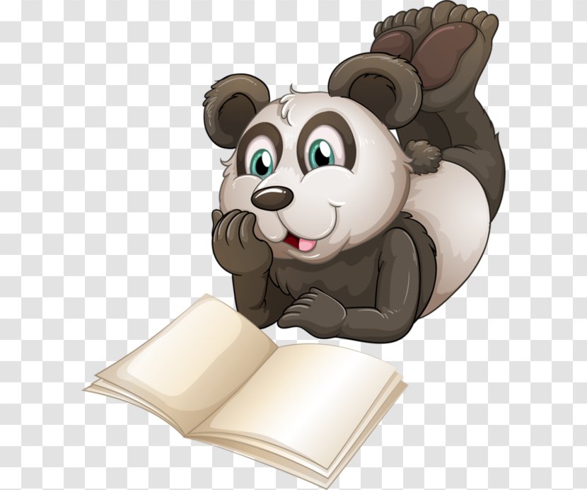 Giant Panda Bear Reading Clip Art - Frame - Cartoon Book Transparent PNG