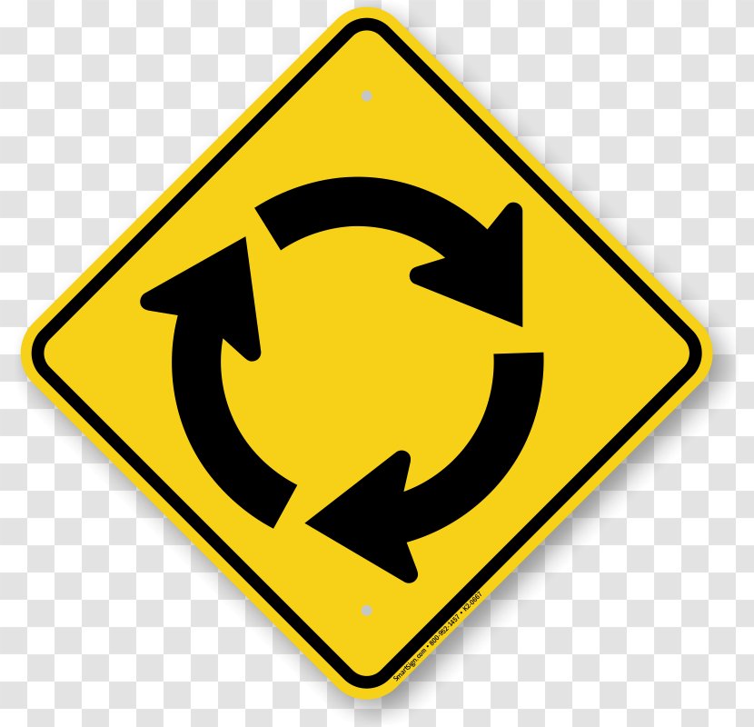 Roundabout Traffic Sign Warning - Road Transparent PNG