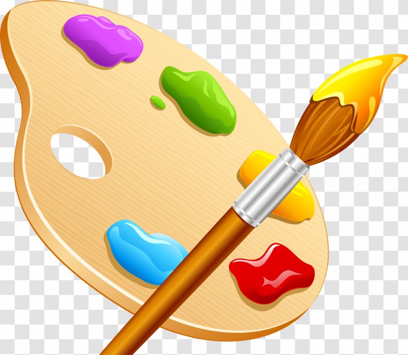 Drawing Palette Color Wheel Paint Brushes - Line Art - Clipart Psd Transparent PNG